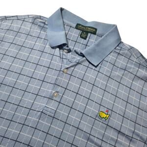Amen Corner Masters Golf Polo Shirt XL Blue Plaid 100% Pima Cotton